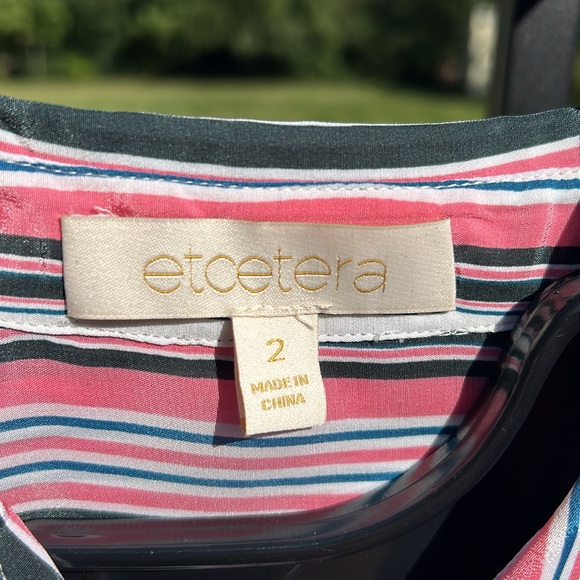 NWOT Etcetera Striped Blouse Pink and Green Size 2 - Picture 9 of 16